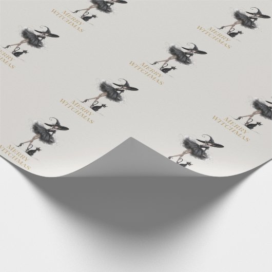 Merry Witchmas Wrapping Paper – Gothic Witch & Cat Cadeaupapier (Hoek)