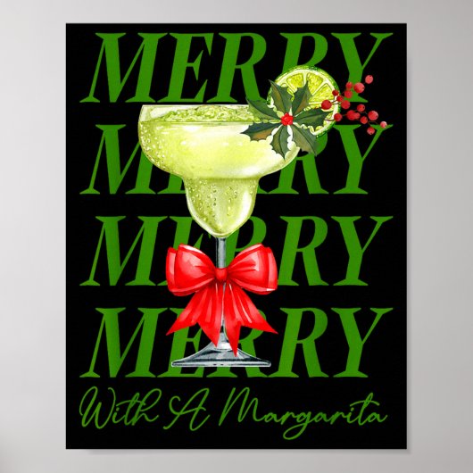 Merry With A Margarita Christmas Drinking Margarit Poster (Voorkant)