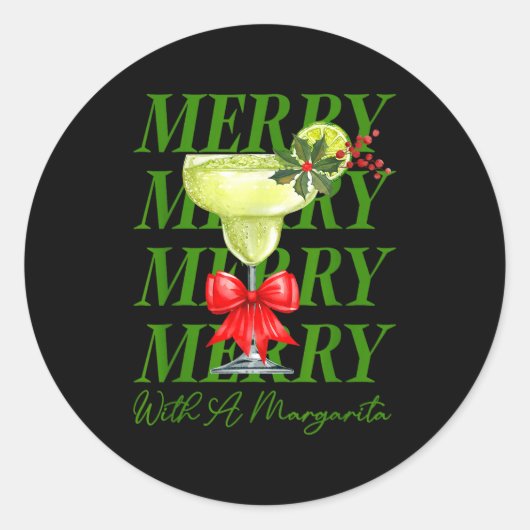 Merry With A Margarita Christmas Drinking Margarit Ronde Sticker (Voorkant)