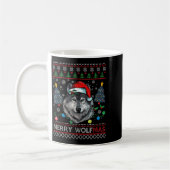 Merry Wolfmas Merry Christmas Wolf Ugly Sweater Fu Koffiemok (Links)