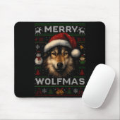 Merry Wolfmas Merry Christmas Wolf Ugly Sweater Fu Muismat (Met muis)