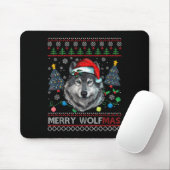 Merry Wolfmas Merry Christmas Wolf Ugly Sweater Fu Muismat (Met muis)