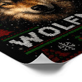 Merry Wolfmas Merry Christmas Wolf Ugly Sweater Fu Poster (Hoek)