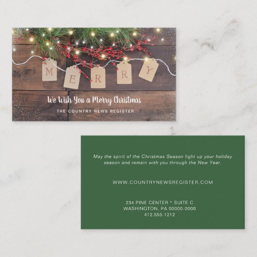 Merry Wood Pine en Berries Holiday Visitekaartje (Voorkant / Achterkant)