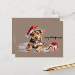 Merry Woof-mas Dog Cadeaus Santa Hat Christmas Briefkaart