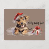Merry Woof-mas Dog Cadeaus Santa Hat Christmas Briefkaart (Voorkant)