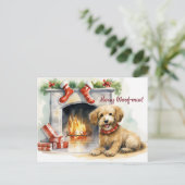 Merry Woof-mas Dog Fireplace Kerstmis Briefkaart (Staand voorkant)
