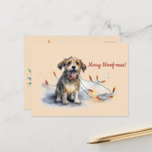 Merry Woof-mas Dog Lights Christmas Briefkaart