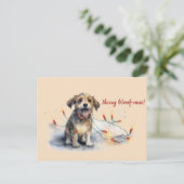 Merry Woof-mas Dog Lights Christmas Briefkaart (Staand voorkant)