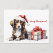 Merry Woof-mas Dog Santa Hat Christmas Briefkaart (Voorkant)