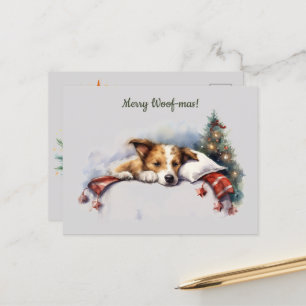 Merry Woof-mas Dog Tree Sleeping Christmas Briefkaart