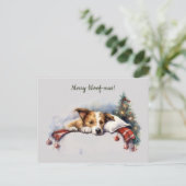 Merry Woof-mas Dog Tree Sleeping Christmas Briefkaart (Staand voorkant)