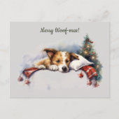 Merry Woof-mas Dog Tree Sleeping Christmas Briefkaart (Voorkant)