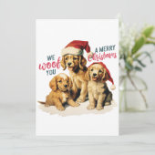 Merry Woofmas 2023: Retro Labrador Kerst Feestdagenkaart (Staand voorkant)
