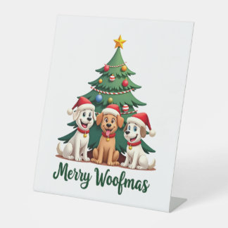 Merry Woofmas (2) Reclamebord Met Voetstuk