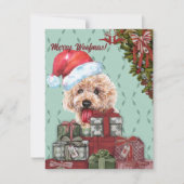 Merry Woofmas!Abriot Poodle Kerstmis Notitiekaartje (Voorkant)