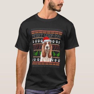 Merry Woofmas Basset Hound Dog Ugly Christmas Swea T-shirt