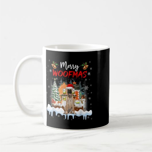 Merry Woofmas Belgische kerstboomhond Koffiemok (Links)