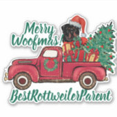 Merry Woofmas. Beste Rottweiler Ouder Gepersonalis Sticker (Voorkant)