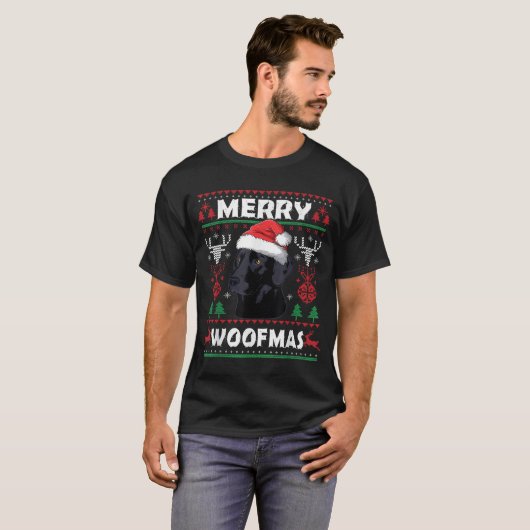 Merry Woofmas Black Lab Christmas Dog Lover Xmas G T-shirt (Voorkant volledig)