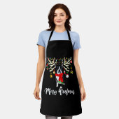 Merry Woofmas Boston Terrier Reindeer Kerstdoe Schort (Gedragen)