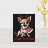 Merry Woofmas Chihuahua Dog Meme In Reindeer Antle Kaart (Gele Bloem)