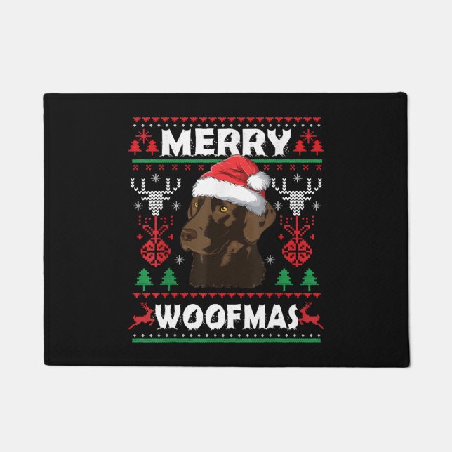 Merry Woofmas Chocolade Kerstmis Labrador Lover Deurmat (Voorkant)