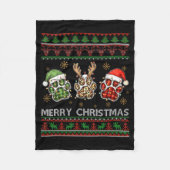 Merry Woofmas Christmas Dog Paws Leopard Ugly Swea Fleece Deken (Voorkant)