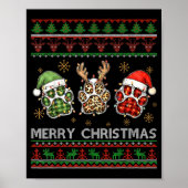 Merry Woofmas Christmas Dog Paws Leopard Ugly Swea Poster (Voorkant)