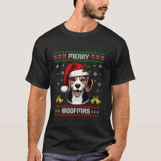 Merry Woofmas Christmas Dog Santa Hat Puppy X mas  T-shirt