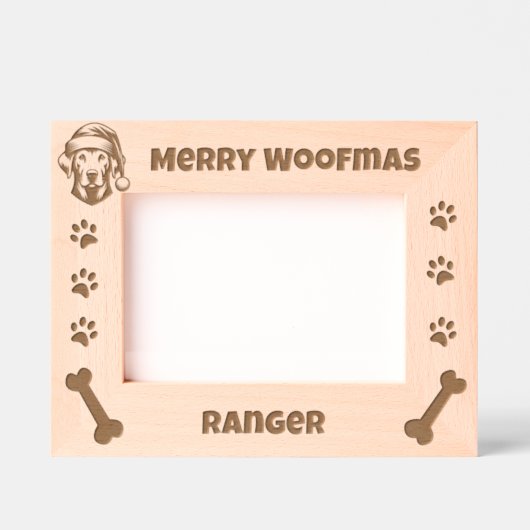 Merry Woofmas Christmas Santa Dog Custom Name Gegraveerde Lijstjes (Voorkant)