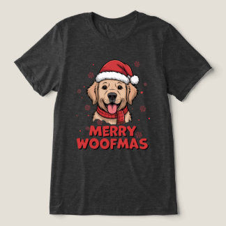 Merry Woofmas - Christmas with a Cute Santa Dog Tri-Blend Shirt