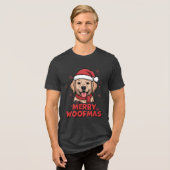 Merry Woofmas - Christmas with a Cute Santa Dog Tri-Blend Shirt (Voorkant volledig)