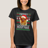 Merry Woofmas Cute Long Coat Chihuahua Dog Ugly Sw T-shirt (Voorkant)