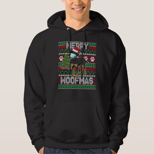 Merry Woofmas Cute Rottweiler Dog Ugly Sweater Wee (Voorkant)