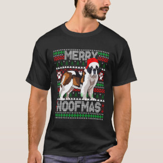 Merry Woofmas Cute Saint Bernard Ugly Sweater T-shirt