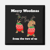 Merry Woofmas Dachshund Christmas  Magneet (Voorkant)