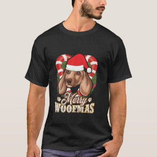 Merry Woofmas Dachshund With Santa Claus Hat Dog C T-shirt