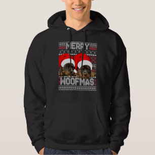Merry Woofmas de Puppies van de Rottweiler met San Hoodie