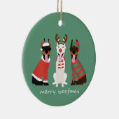 Merry Woofmas Dobermann Kersthonden Keramisch Ornament (Rechts)