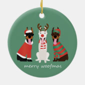 Merry Woofmas Dobermann Kersthonden Keramisch Ornament (Achterkant)