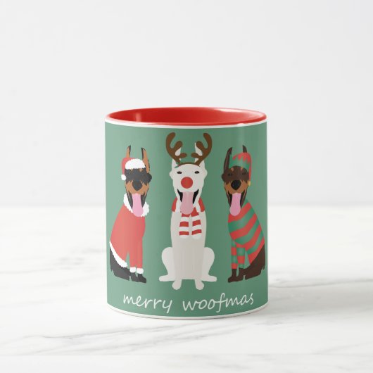 Merry Woofmas Dobermann Kersthonden Mok (Midden)