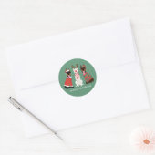Merry Woofmas Dobermann Kersthonden Ronde Sticker (Envelop)