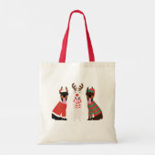 Merry Woofmas Dobermann Kersthonden Tote Bag (Achterkant)
