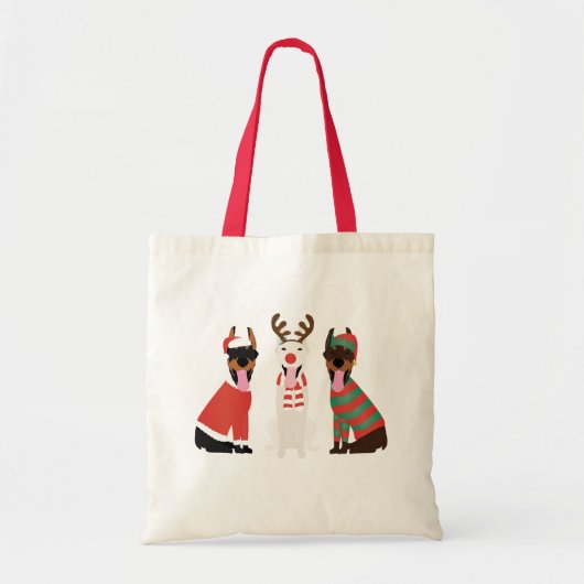Merry Woofmas Dobermann Kersthonden Tote Bag (Voorkant)