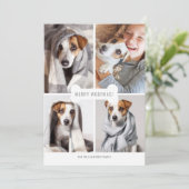 Merry Woofmas Dog Bone Photo Pet Collage Feestdagenkaart (Staand voorkant)