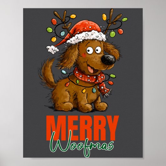 Merry Woofmas Dog Cute Christmas Lights Puppy Long Poster (Voorkant)