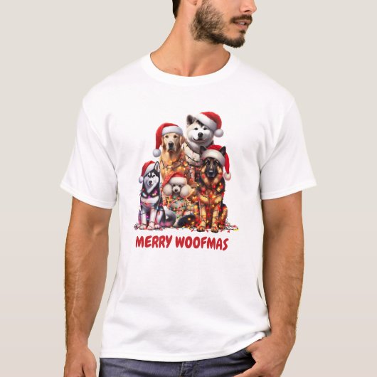 Merry Woofmas Dog Kerstmis T-Shirt (Voorkant)