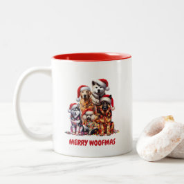 Merry Woofmas Dog Kerstmis Tweekleurige Koffiemok