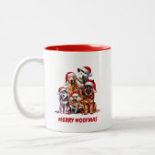 Merry Woofmas Dog Kerstmis Tweekleurige Koffiemok (Links)